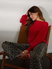 Threadbare Red Slash Neck Knitted Jumper - Image 1 of 5