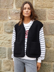 Negro - Chaleco reversible de borreguito Threadbare - Imagen 1 de 5