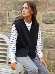 Negro - Chaleco reversible de borreguito Threadbare - Imagen 2 de 5