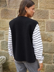 Negro - Chaleco reversible de borreguito Threadbare - Imagen 3 de 5