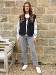 Negro - Chaleco reversible de borreguito Threadbare - Imagen 4 de 5