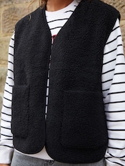 Negro - Chaleco reversible de borreguito Threadbare - Imagen 5 de 5
