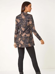 Roman Grey Floral Print High Neck Tunic Top - Image 4 of 6