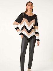 Roman Black Chevron Colour Block Jumper - Image 2 of 5