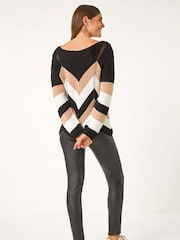 Roman Black Chevron Colour Block Jumper - Image 3 of 5