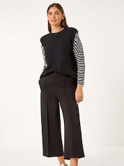 Roman Black Pocket Detail Stretch Waist Culottes - Image 3 of 6