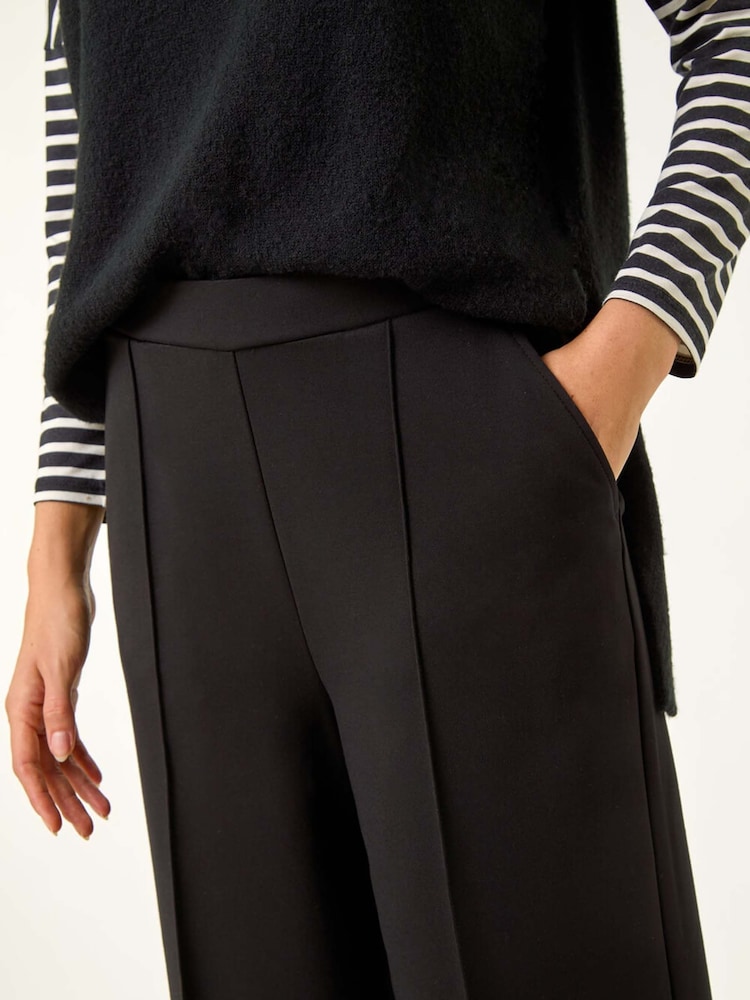 Roman Black Pocket Detail Stretch Waist Culottes - Image 6 of 6