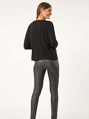 Roman Black Sequin Embellished Knit Cardigan - Image 3 of 5