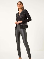 Roman Black Sequin Embellished Knit Cardigan - Image 4 of 5