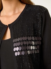 Roman Black Sequin Embellished Knit Cardigan - Image 5 of 5