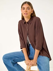 Roman Brown Relaxed Smart Stretch Shirt - Image 1 of 5
