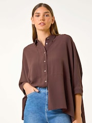 Roman Brown Relaxed Smart Stretch Shirt - Image 4 of 5