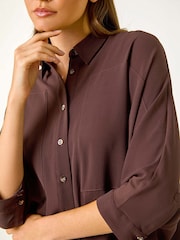 Roman Brown Relaxed Smart Stretch Shirt - Image 5 of 5