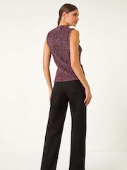 Roman Pink High Neck Fluffy Knit Top - Image 4 of 6