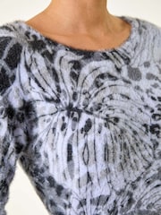 Roman Blue Fluffy Tropical Animal Print Knit Jumper - Image 5 of 5