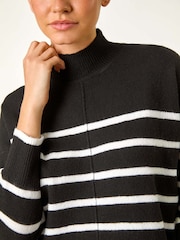 Roman Black Relaxed Stripe Soft Knit Jumper - Image 5 of 5