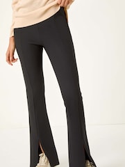 Roman Black Stretch Split Flare Trousers - Image 5 of 6