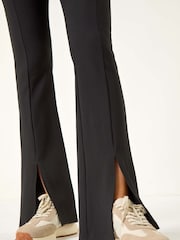 Roman Black Stretch Split Flare Trousers - Image 6 of 6
