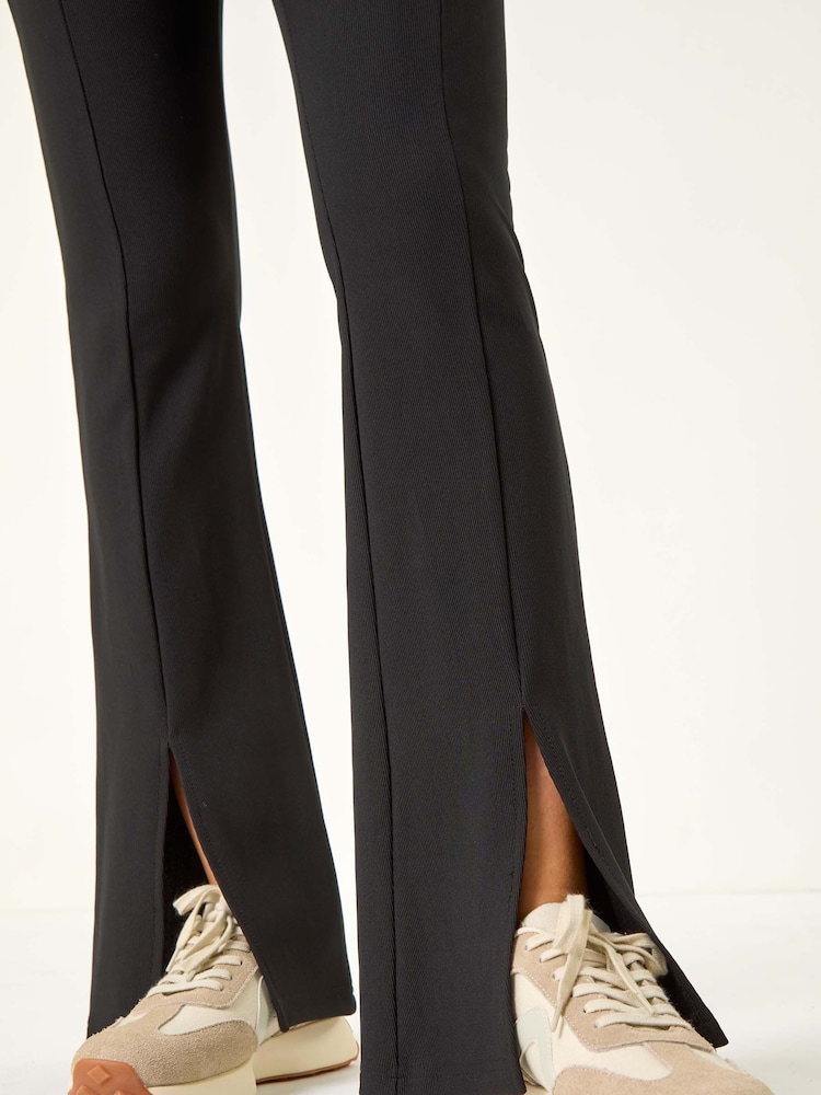 Roman Black Stretch Split Flare Trousers - Image 6 of 6