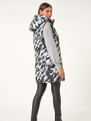 Roman Grey Camo Print Longline Hooded Gilet - Image 1 of 5