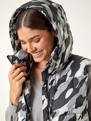 Roman Grey Camo Print Longline Hooded Gilet - Image 5 of 5
