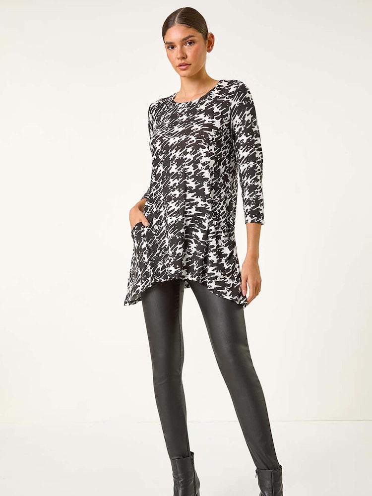 Roman Stretch-Tunika-Top mit Hahnentrittmuster und Taschen - Bild 2 von 5