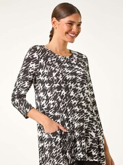 Roman Stretch-Tunika-Top mit Hahnentrittmuster und Taschen - Bild 4 von 5