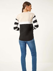 Roman Black Colour Block Zip Knit Jumper - Image 3 of 5