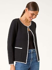 Roman Black Blanket Stitch Cardigan - Image 3 of 6