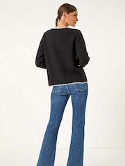 Roman Black Blanket Stitch Cardigan - Image 4 of 6