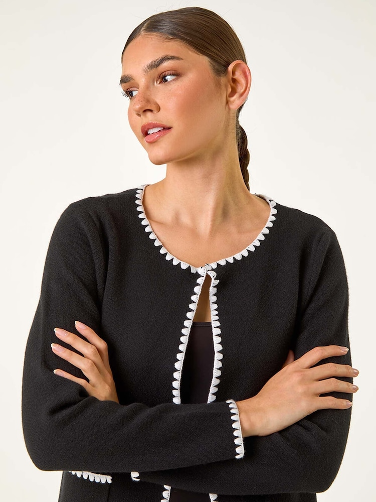 Roman Black Blanket Stitch Cardigan - Image 5 of 6