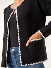 Roman Black Blanket Stitch Cardigan - Image 6 of 6