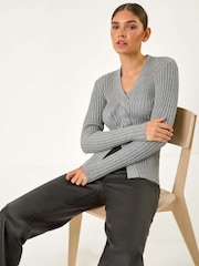 Roman Grey Cable Split Knit Jumper - Image 2 of 5