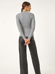 Roman Grey Cable Split Knit Jumper - Image 4 of 5