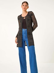 Roman Black Shimmer Longline Knit Cardigan - Image 5 of 6
