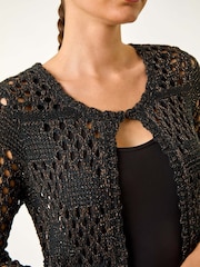 Roman Black Shimmer Longline Knit Cardigan - Image 6 of 6