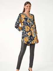 Roman Yellow Longline Floral Print Top - Image 3 of 6