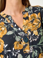 Roman Yellow Longline Floral Print Top - Image 6 of 6