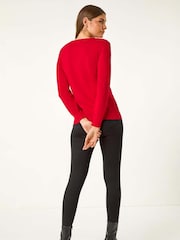 Roman Red Sparkle Bow Detail Crew Jumper - Image 3 of 5