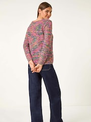 Roman Purple V-Neck Open Knit Jumper - Image 3 of 5