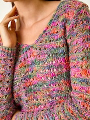 Roman Purple V-Neck Open Knit Jumper - Image 5 of 5