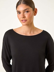 Roman Black Batwing Long Sleeve Stretch Top - Image 3 of 5