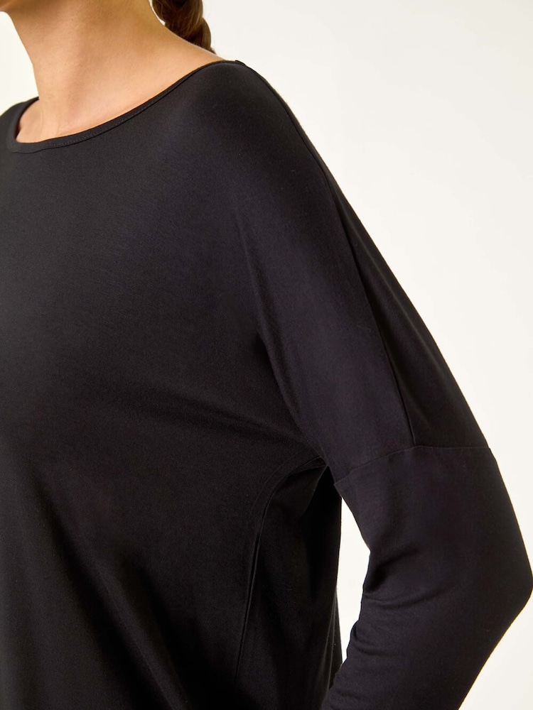 Roman Black Batwing Long Sleeve Stretch Top - Image 5 of 5