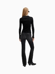AllSaints Washed Black Slim Haldan Bootcut Jeans - Image 8 of 9