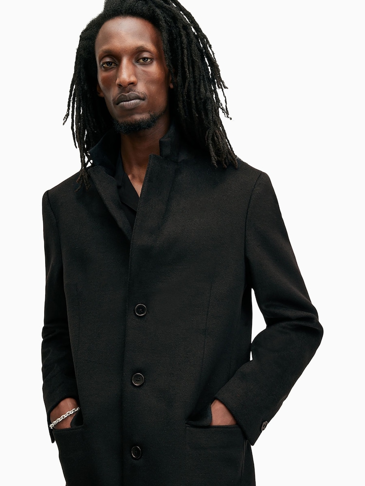 AllSaints Black Hal Coat - Image 3 of 9