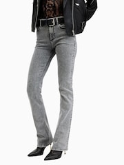 AllSaints Washed Grey Slim Haldan Bootcut Jeans - Image 2 of 7