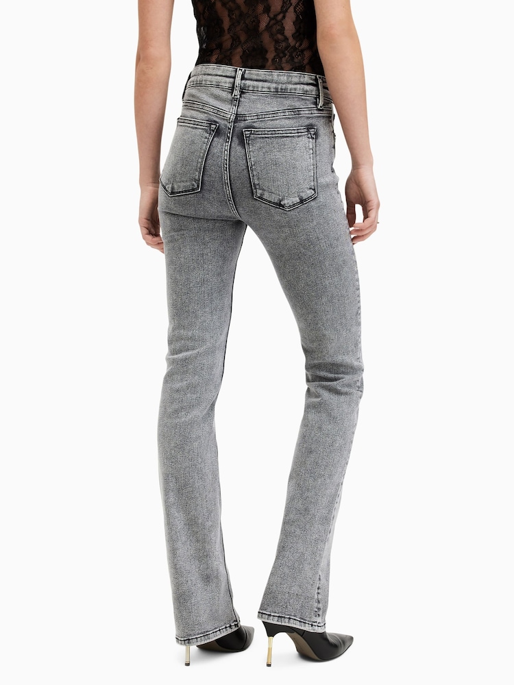 AllSaints Washed Grey Slim Haldan Bootcut Jeans - Image 4 of 7