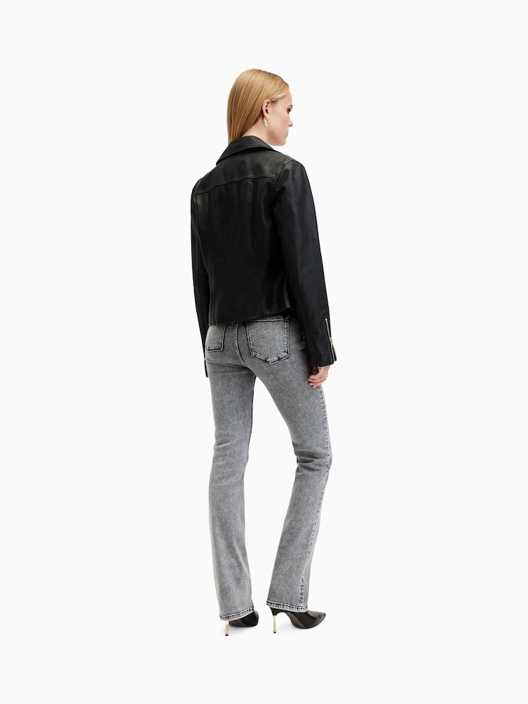 AllSaints Washed Grey Slim Haldan Bootcut Jeans - Image 6 of 7