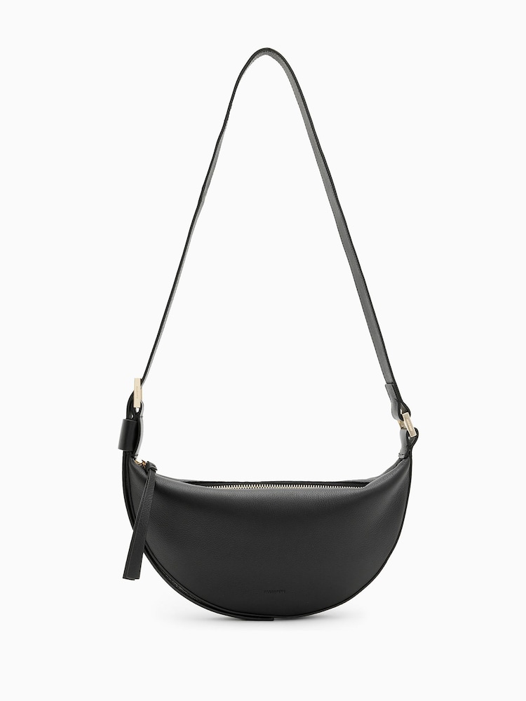 AllSaints Black Half Moon Cross-Body Bag - Image 2 of 7