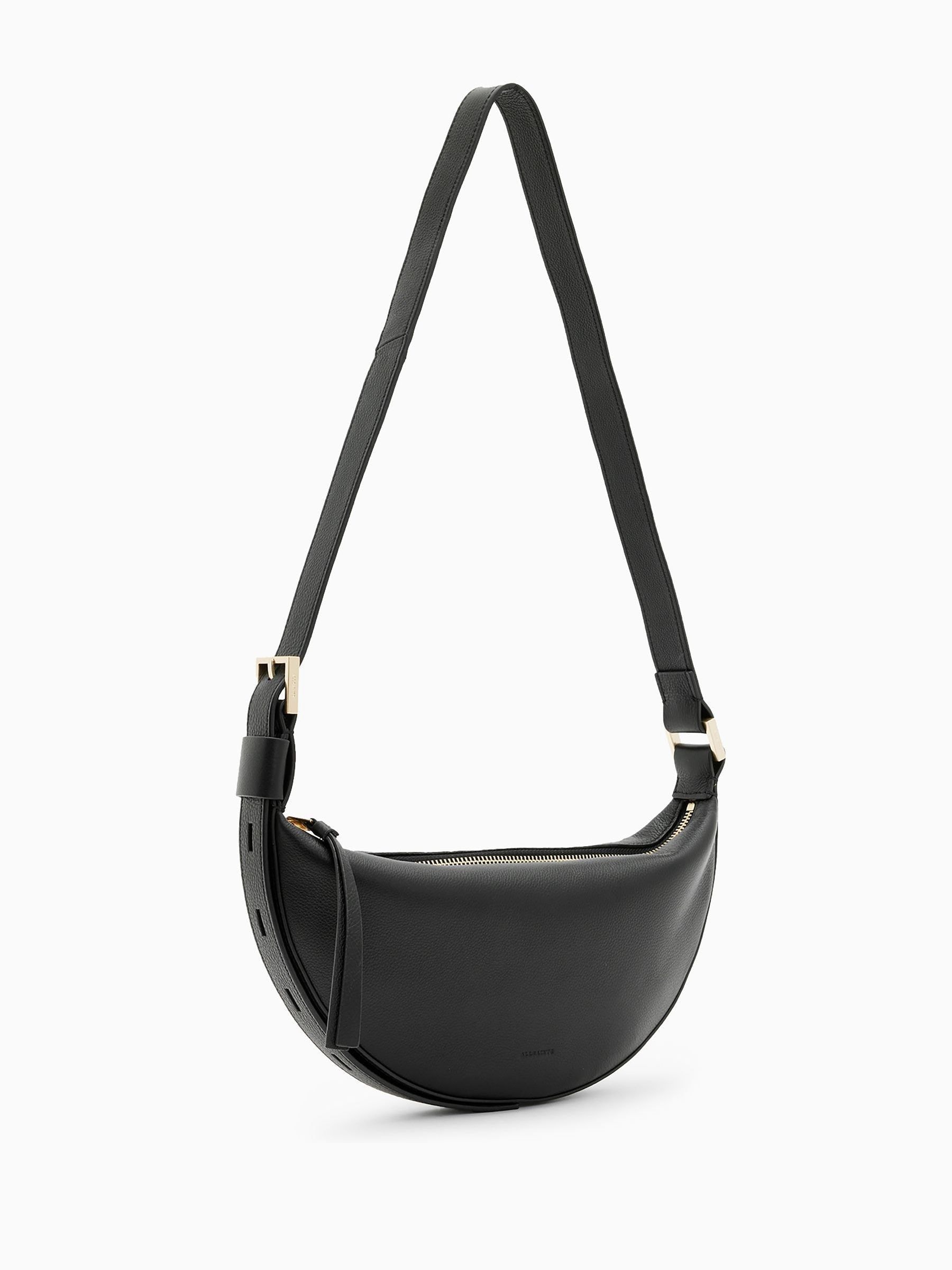 Buy AllSaints Black Half Moon Black Leather Crossbody from Next USA